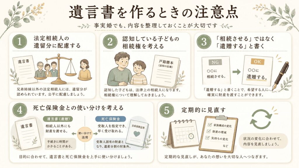 遺言書を作るときの注意点